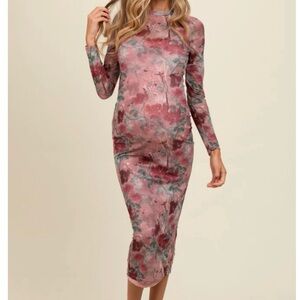 Floral Long Sleeve Maternity Dress